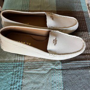 Coach Off-White Creme Leather Marley Driver Loafer Flats Shoes